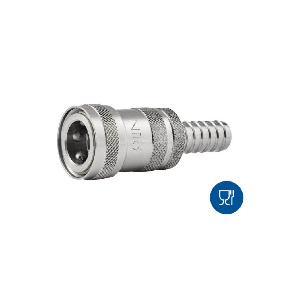 NiTO water coupler with 1/2" hose tail shut-off STOP valve stainless steel 5453SA3