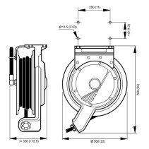 Pramoninė automatinė žarnų ritė 20 m – 1/2" vandeniui ir orui Nederman 884